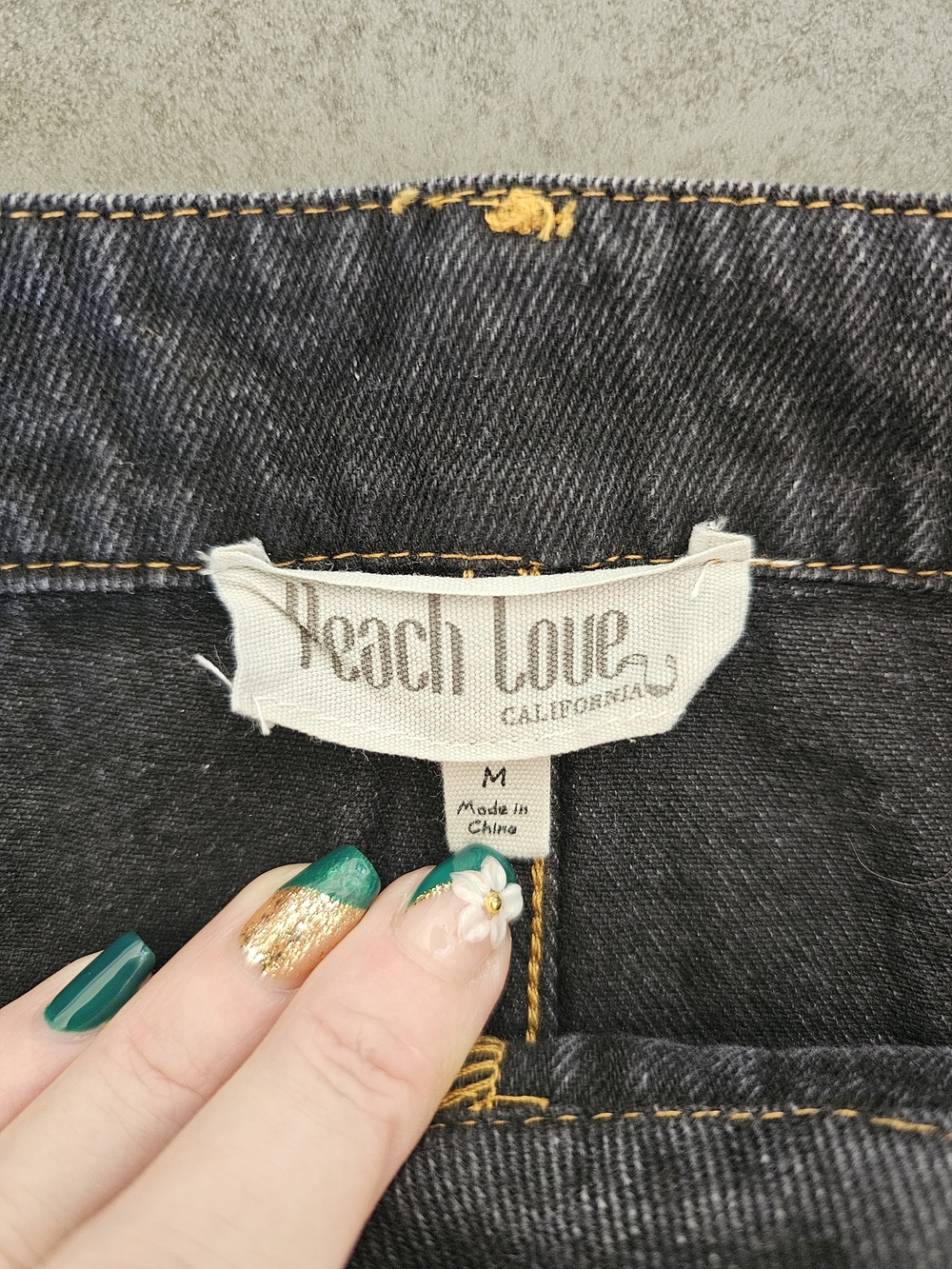 Dark Blue Denim Mini Skirt with Stud Detail Medium - Picture 2 of 3